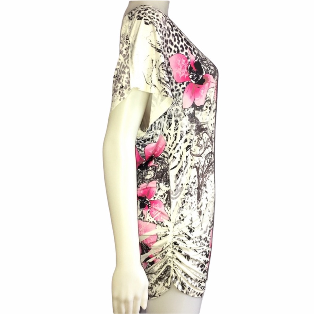 Pink Floral & Cheetah Print One Shoulder Dress Size XS - Picture 5 of 8